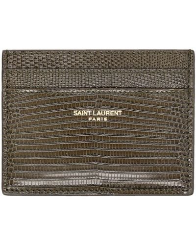 Saint Laurent Lizard Card Case - Brown