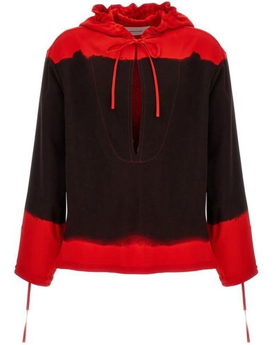 Ferragamo Hooded Blouse Fell Off Shirt, Blouse - Red