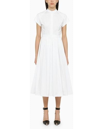 Alexander McQueen Alexander Mc Queen White Cotton Midi Dress