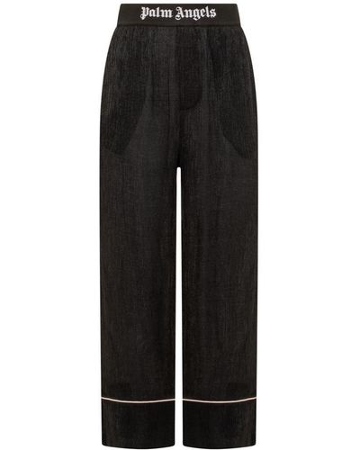 Palm Angels Trousers With Logo - Black