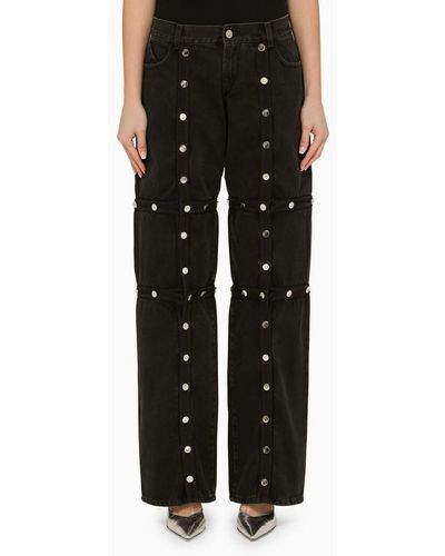 The Attico Baggy Jeans With Studs - Black