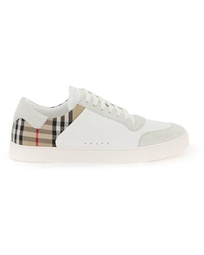 Burberry Men Vintage Check Panelled Trainers - White