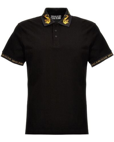Versace Jeans Couture Couture Printed Collar Polo T Shirt - Black