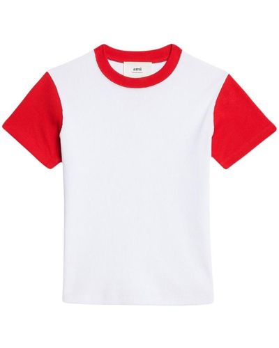 Ami Paris Ami De Coeur Bicolor T-Shirt - Red