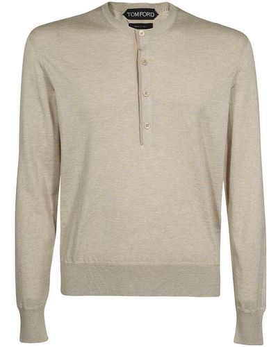 Tom Ford Cotton-silk Blend Sweater - Natural