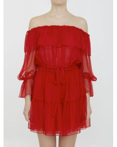 Gucci Silk Chiffon Dress - Red