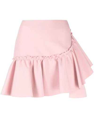MSGM Ruffled-trim High-waisted Miniskirt - Pink