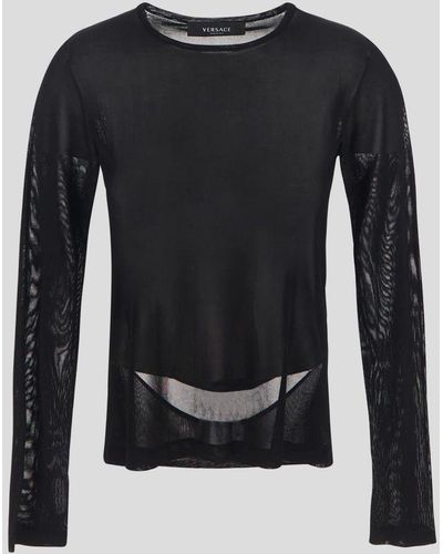 Versace Slashed Knit Jumper - Black