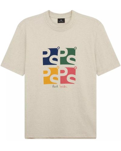 PS by Paul Smith Reg Fit Ss T Shirt Square Ps - Gray