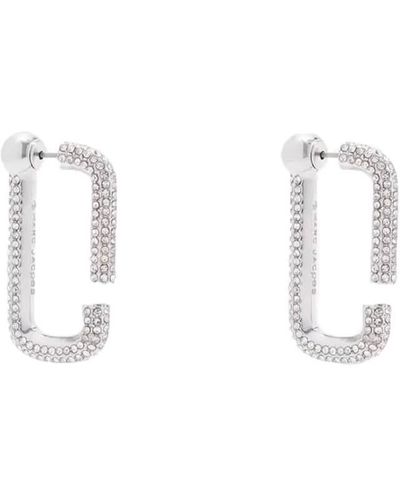 Marc Jacobs The J Marc Pavé Hoops Silver Earrings - White