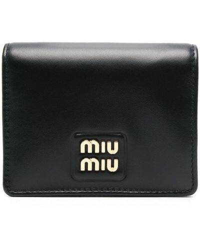 Miu Miu Logo-Lettering Bi-Fold Wallet - Black