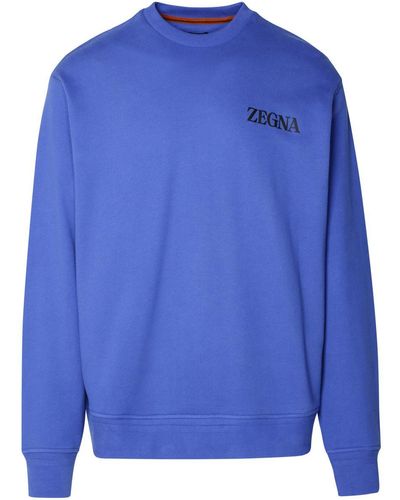 Zegna Blue Cotton Sweatshirt