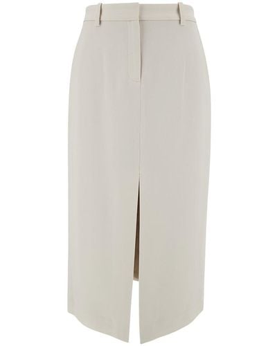 Theory Midi Straight Skirt With Front Split - White