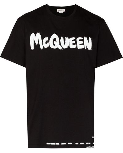 Alexander McQueen Graffiti Organic Cotton T-Shirt - Black