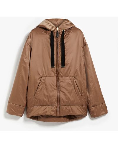 Max Mara The Cube Dali Reversible Parka In Water-repellent Canvas - Brown