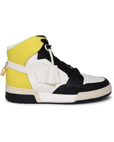 Buscemi 'air Jon' White And Yellow Leather Sneakers - Black