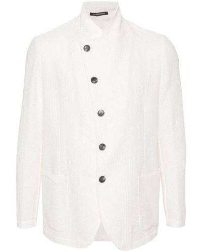 EA7 Linen And Cotton Blend Jacket - White