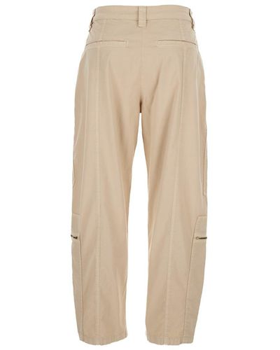 Pinko Cargo Trousers With Multiple Pockets - Natural