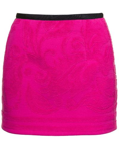 Marine Serre Fuchsia Miniskirt With All-Over Jacquard Motif - Pink
