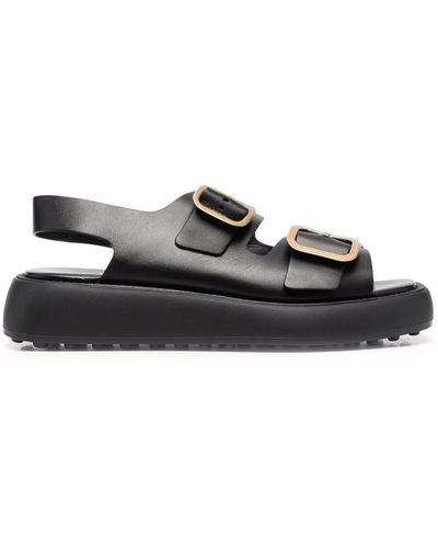 Tod's Platform Leather Sandals - Women's - Calf Leather/rubber - Black