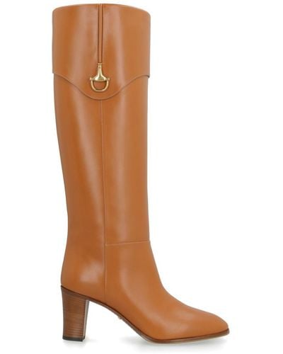 Gucci Half Horsebit Leather Boots - Brown
