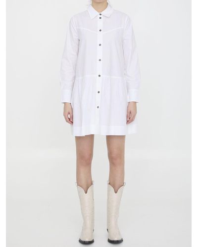 Ganni Mini Shirt Dress - White