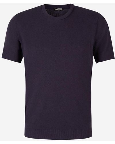 Tom Ford Plain Cotton T-shirt - Blue