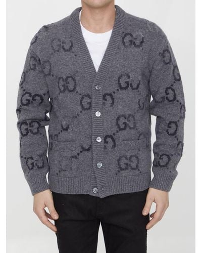 Gucci GG Wool Cardigan - Grey