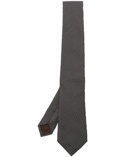 Giorgio Armani Patterned-jacquard Silk Tie - Grey