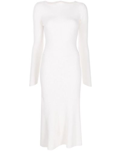 Victoria Beckham Victoria Beckham Wool Blend Midi Dress - White