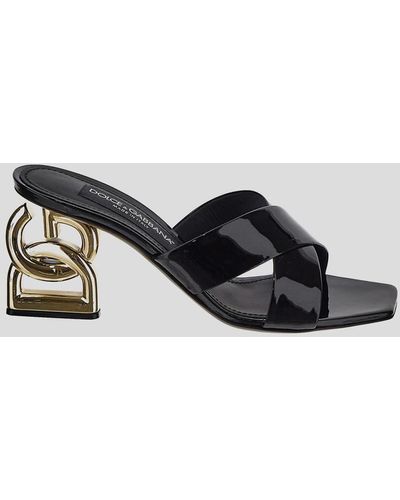 Dolce & Gabbana 3.5 85mm Leather Mules - Black