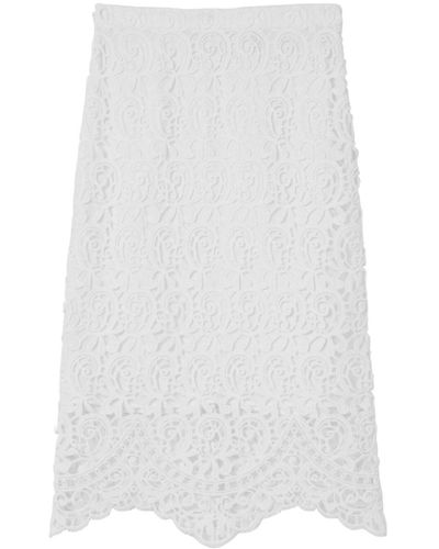 Burberry Lace Midi Skirt - White