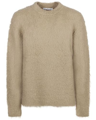 Acne Studios Faux Fur Wool Blend Sweater - Natural