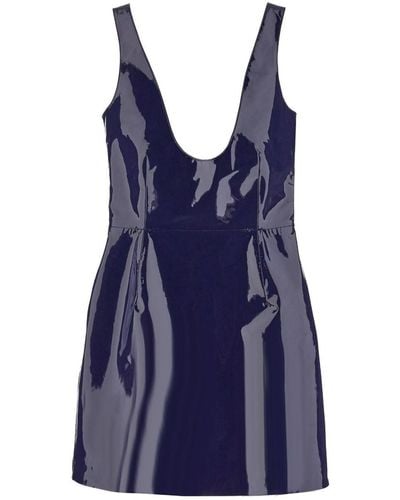 Ferragamo Patent Leather Mini Dress - Blue