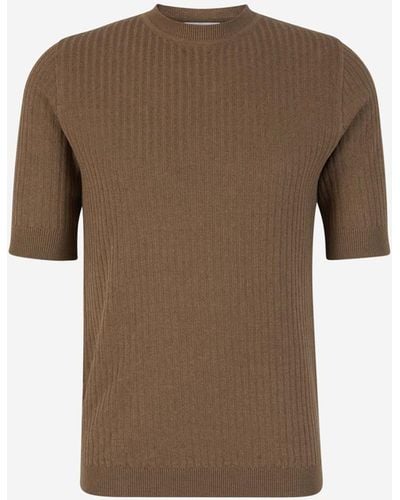 Lardini Ribbed Knit T-shirt - Brown