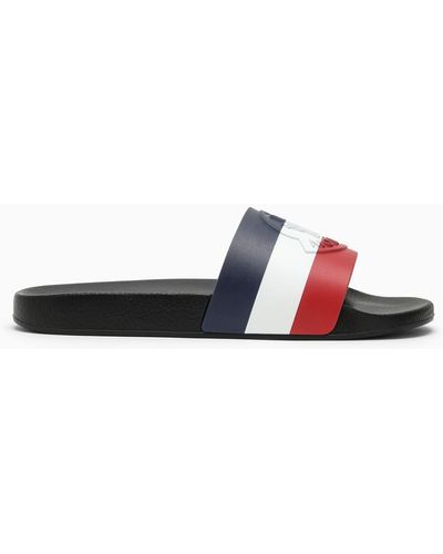 Moncler Basile Slide With Tricolour Band And Logo - Blue