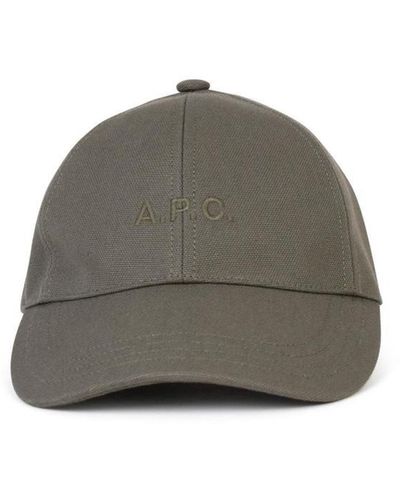 A.P.C. 'Charlie' Military Khaki Cotton Cap - Grey