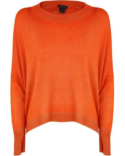 Avant Toi Over Round Neck Viscose Lurex Pullover Clothing - Orange