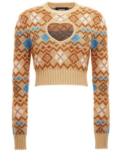 DSquared² Heart Vintage Shetland Sweater, Cardigans - White