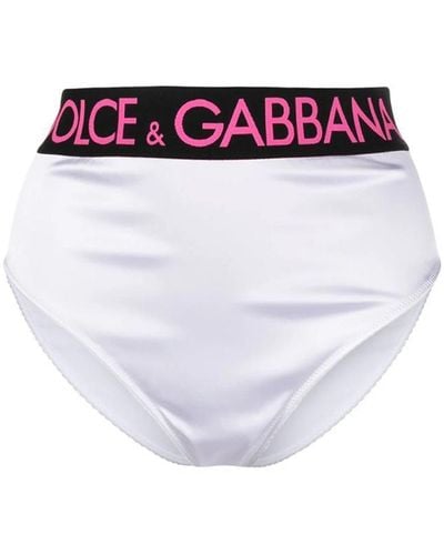 Dolce & Gabbana Logo-waistband Satin Briefs - White