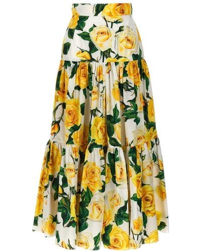 Dolce & Gabbana Long Ruffled Skirt - Yellow