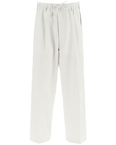 Y-3 Lightweight Twill Pants With Side Stripes - White
