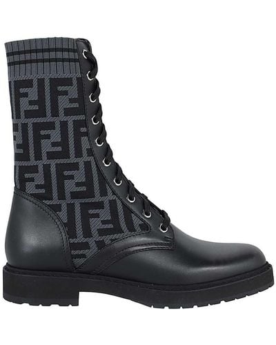 Fendi Rockoko Lace-up Boots - Black
