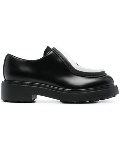 Prada Contrasting-trim Leather Shoes - Black