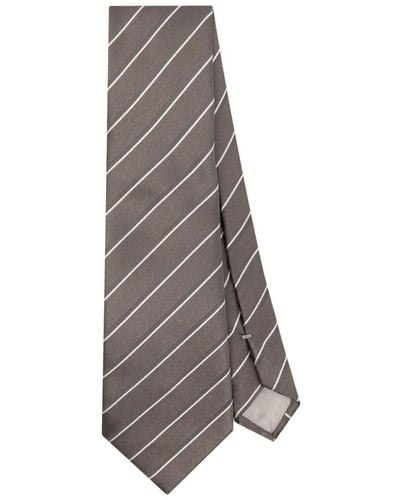 Giorgio Armani Striped Silk Tie - Gray