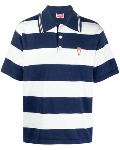 KENZO Nautical Stripes Oversized Polo Shirt - Blue