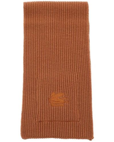 Etro Ribbed Wool Scarf - Brown
