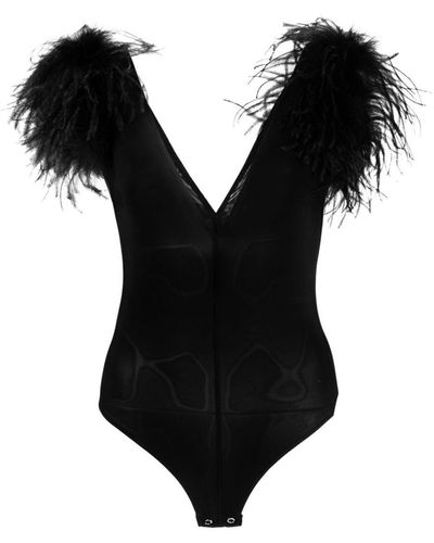 Pinko Bodysuit With Feathers - Black