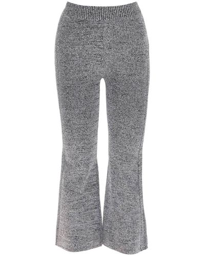 Ganni Stretch Knit Cropped Pants - Grey