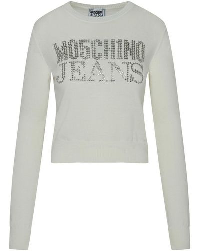 Moschino Jeans Ivory Virgin Wool Blend Sweater - Gray
